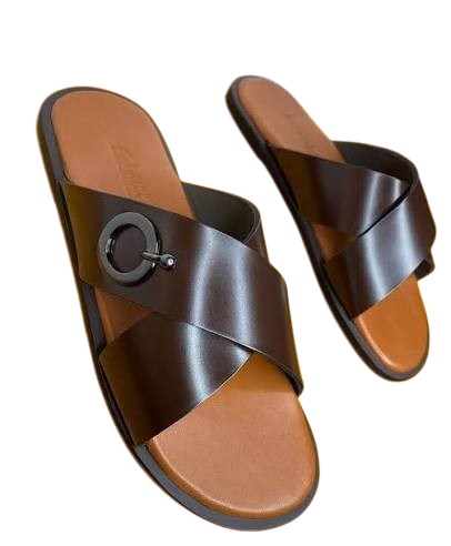 brown leather sandals